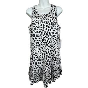 NWT Tail Activewear L Black White Animal Print Sleeveless‎ Dress Coletta 32"